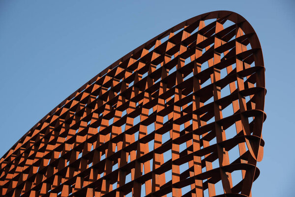 Den Helder, Netherlands. November 2021. Iron sculpture against a blue sky on the wharf grounds of Willemsoord, Den Helder.
