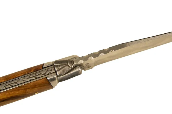Países Baixos, janeiro de 2022. Close up de faca laguiole artesanal. — Fotografia de Stock