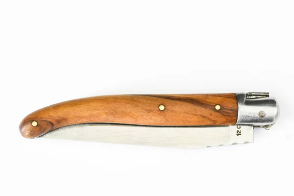 Países Baixos, janeiro de 2022. Close up de faca laguiole artesanal. — Fotografia de Stock