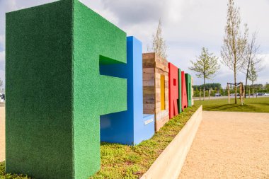 Almere, Hollanda, Mayıs 2022. Floriade Expo 22 'nin girişi. Yüksek kalite fotoğraf