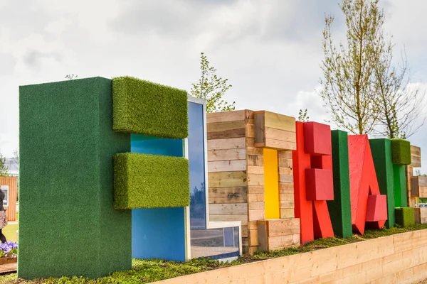 Almere, Hollanda, Mayıs 2022. Floriade Expo 22 'nin girişi. Yüksek kalite fotoğraf