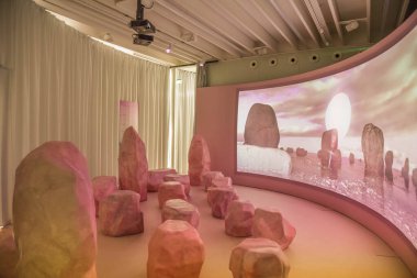 Almere, Hollanda, Mayıs 2022. Floriade Fuarı 2022 'deki organik tarım sergilerinden biri. Yüksek kalite fotoğraf