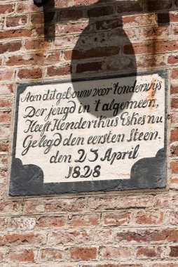 Enkhuizen, Hollanda. Haziran 2022. Enkhuizen 'deki Zuiderzee müzesindeki okulun detaylarını kapat. Yüksek kalite fotoğraf