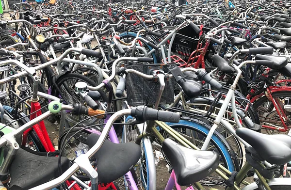 Amsterdam, Netherlands. July 2022. Bicycle parking at Central Station in Amsterdam. High quality photo