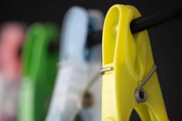 Den Helder Netherlands July 2022 Colored Plastic Clothespins Clothesline High — Φωτογραφία Αρχείου