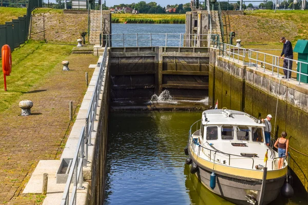 Westerland Netherlands August 2022 Opened Sluice Gates Draining Water High — Stock fotografie