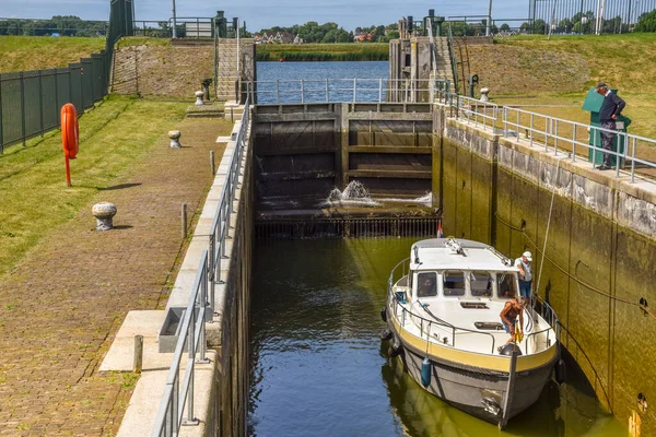 Westerland Netherlands August 2022 Opened Sluice Gates Draining Water High — Stock fotografie