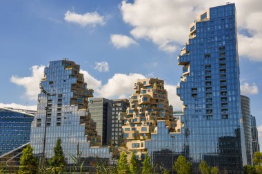 Amsterdam, Netherlands. August 2022. Residential building the Valley, modern architecture at the south Ax in Amsterdam. High quality photo clipart