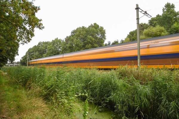 Den Helder Netherlands August 2022 Long Exposure Shoot Passing Train — 图库照片