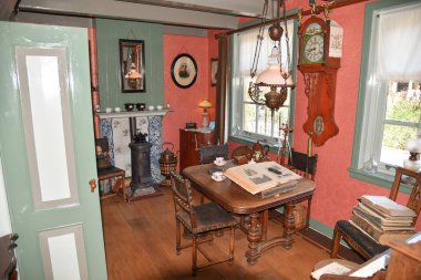 Texel, Netherlands. June 2022. The interior of a Dutch living room from the 1900s. High quality photo