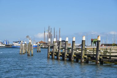 Texel, Netherlands. August 2022. The harbor head of the port of Oudeschild, Texel. High quality photo