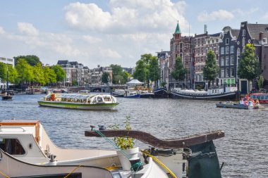 Texel, Netherlands. August 2022. The canals with the houseboats in Amsterdam . High quality photo