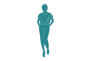 Sıradan kadın yürüyüşünün vektör illüstrasyonuName