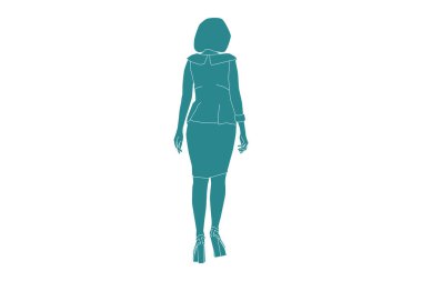 Eğri büğrü yürümenin vektör illüstrasyonu arkadan görünüyor, hatları düz.