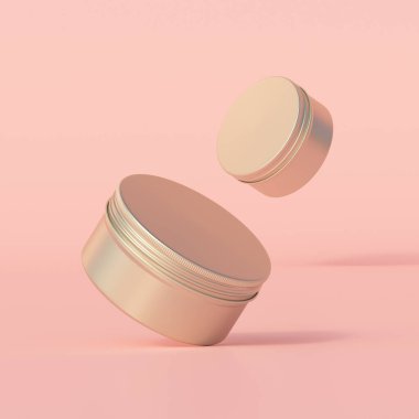 Alüminyum metal yuvarlak teneke, düzenlenebilir kozmetik kavanoz modeli. 3d hazırlayıcı