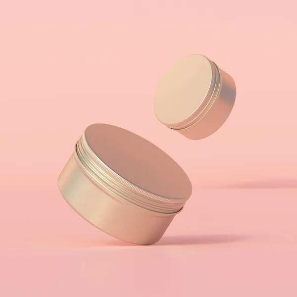 Aluminium metallic round tin, editable cosmetic jar mockup.  3d render