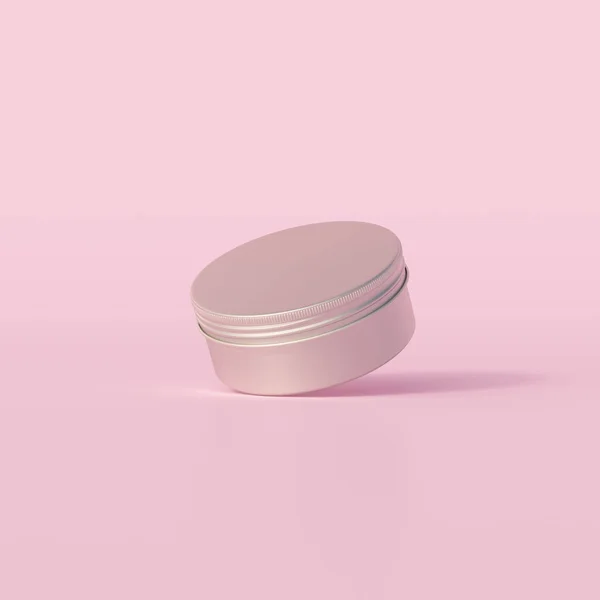 Aluminium metallic round tin, editable cosmetic jar mockup.  3d render