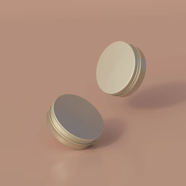 Aluminium metallic round tin, editable cosmetic jar mockup.  3d render
