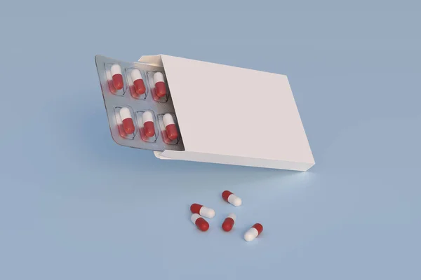 Mockup Template Two Blisters White Pills Capsules Packaging Boxes Render — 스톡 사진