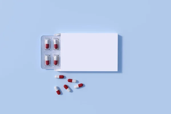 Mockup Template Two Blisters White Pills Capsules Packaging Boxes Render — 图库照片
