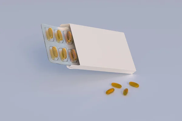 Mockup Template Two Blisters White Pills Capsules Packaging Boxes Render — Fotografia de Stock