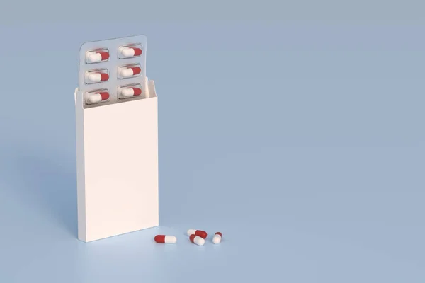 Mockup Template Two Blisters White Pills Capsules Packaging Boxes Render — ストック写真