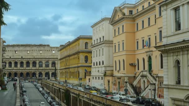 Time Lapse Coliseo Visto Desde Vía Degli Annibaldi Roma Italia — Vídeos de Stock