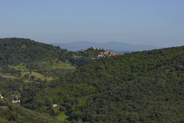 Landscape Tuscan Hills Natural Woods Town Campiglia Marittima Italy — Stock Photo, Image