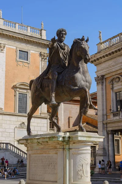 Statua Marco Aurelio Sul Campidoglio Roma — Foto Stock
