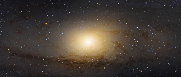 The core of the Andromeda galaxy. The dark lanes  are formed from dust that obscures the light from the billions of stars