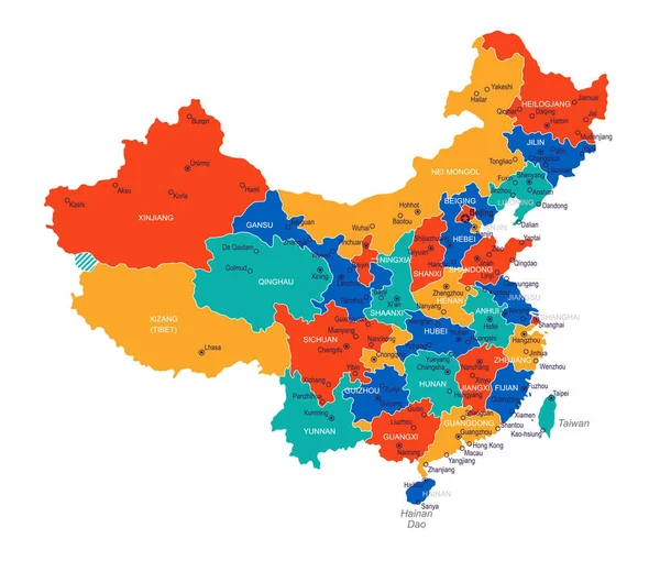 Mapa Bandera China Ilustración Vectorial Altamente Detallada — Vector de stock