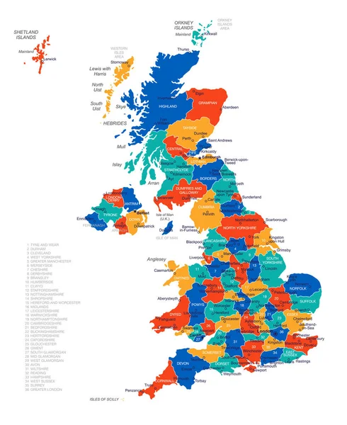 Карта Великобритании Векторная Иллюстрация — стоковый вектор