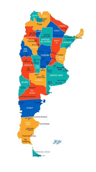 アルゼンチン地図 非常に詳細なベクトル図 — ストックベクタ