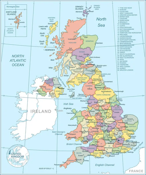 Mapa Del Reino Unido Ilustración Vectorial — Archivo Imágenes Vectoriales