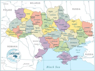 Ukrayna Haritası - yüksek Detaylı vektör çizim