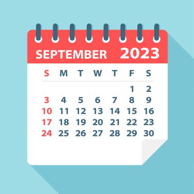 Eylül 2023 Takvim Yaprağı - Vektör İllüstrasyonu