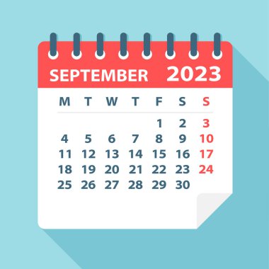 Eylül 2023 Takvim Yaprağı - Vektör İllüstrasyonu