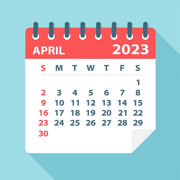 Aprilie 2023 Calendar Leaf Ilustrație Vectorială — Vector de stoc
