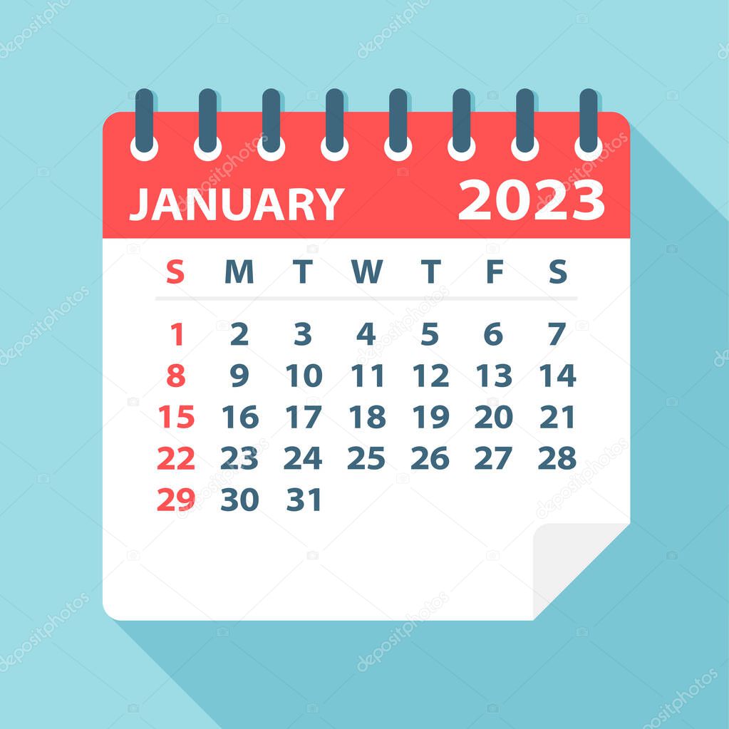 January 2023 Calendar Leaf - Vector Illustration
