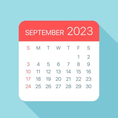 Eylül 2023 Takvim Yaprağı - Vektör İllüstrasyonu
