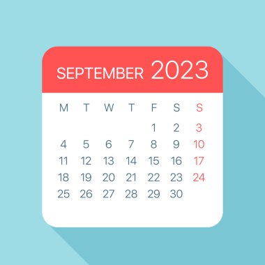 Eylül 2023 Takvim Yaprağı - Vektör İllüstrasyonu
