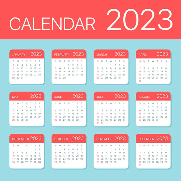 2023 Calendar Leaves Flat Set Vector Illustration — Stock Vector