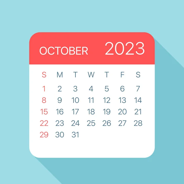 October 2023 Calendar Leaf Vector Illustration — Stock Vector