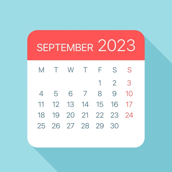Septembrie 2023 Calendar Leaf Ilustrație Vectorială — Vector de stoc