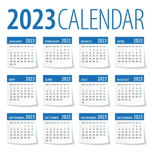 2023 Calendar Leaves Set Illustration Vector — Stock Vector