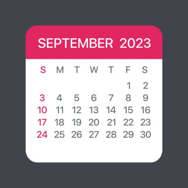September 2023 Calendar Leaf - Vector template graphic Illustration