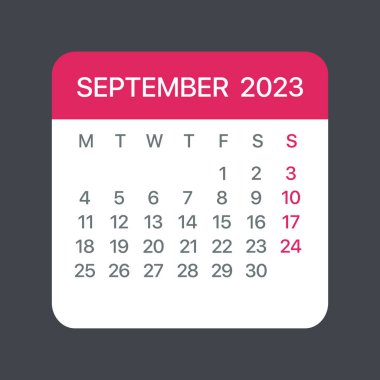 September 2023 Calendar Leaf - Vector template graphic Illustration