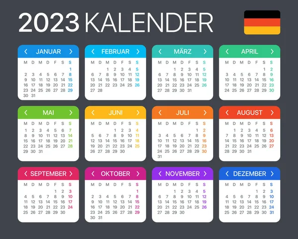 2023 Kalendář Vektorová Grafická Ilustrace Německá Verze — Stockový vektor
