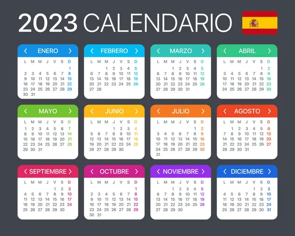 2023 Calendar Vector Template Graphic Illustration Spanish Version — стоковий вектор