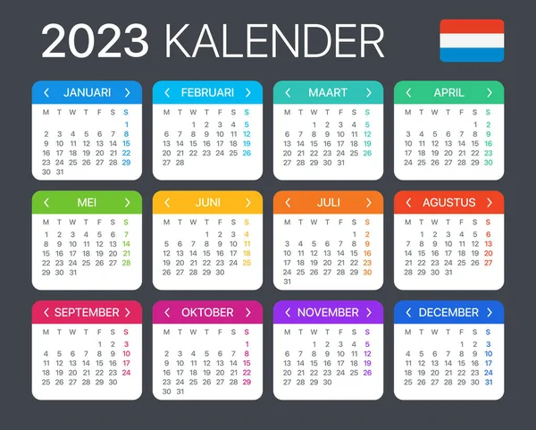 2023 Calendar Vector Template Graphic Illustration Netherlands Version — Stockový vektor